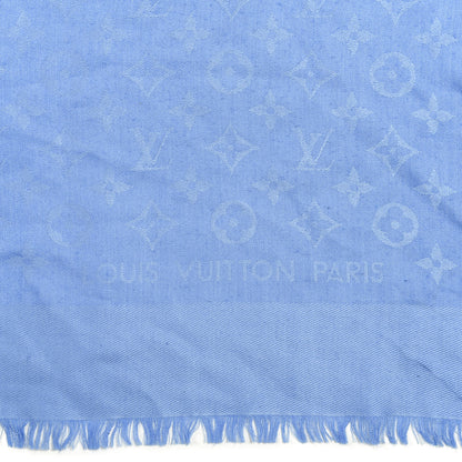 Louis Vuitton Silk Wool Monogram Shawl Blue 2 of 3