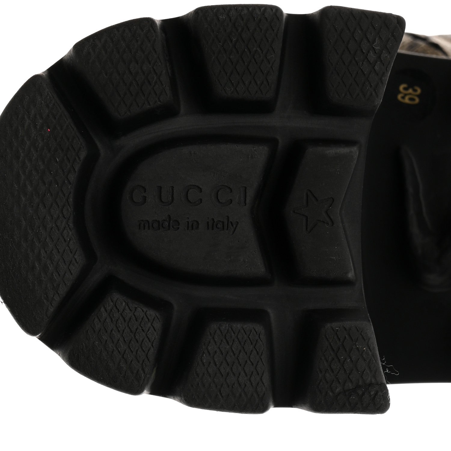 Gucci GG Supreme Monogram Magnum Calfskin Interlocking G Womens Lug Sole Ankle Boots 39 Beige Ebony Black 8 of 9