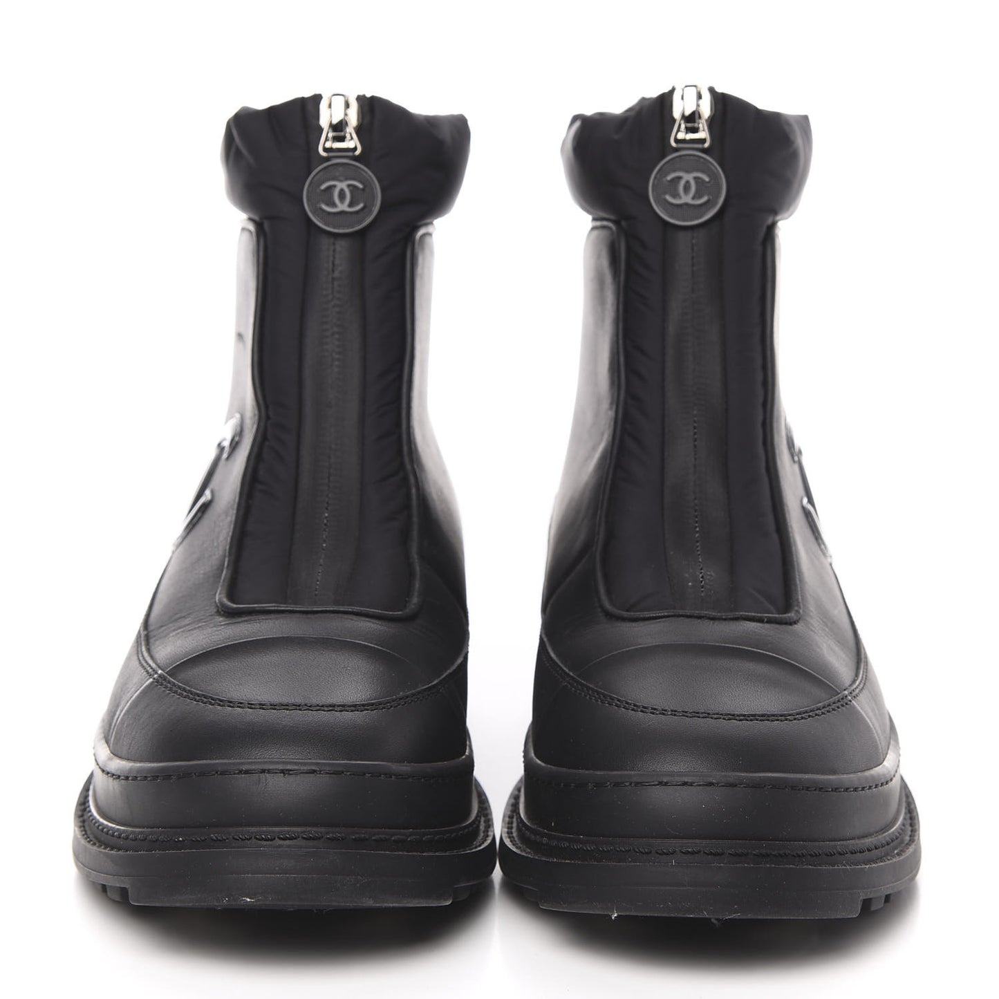 Calfskin Nylon CC Ankle Snow Boots 35.5 Black
