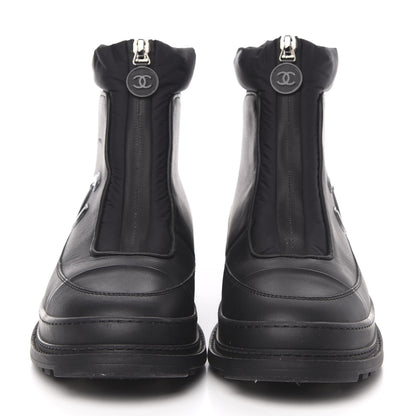 Chanel Calfskin Nylon CC Ankle Snow Boots 35.5 Black 2 of 8