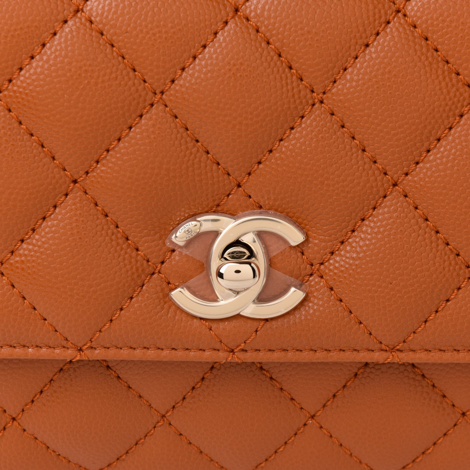 Chanel Caviar Quilted Mini Coco Handle Flap Light Brown 8 of 11