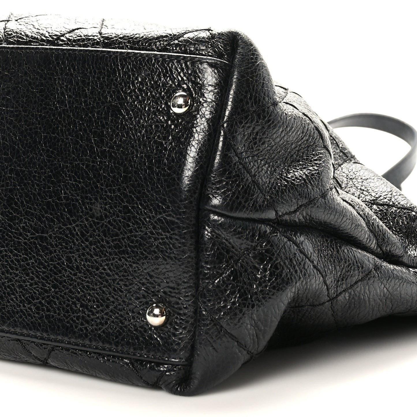 Glazed Calfskin Large On The Road Tote Black