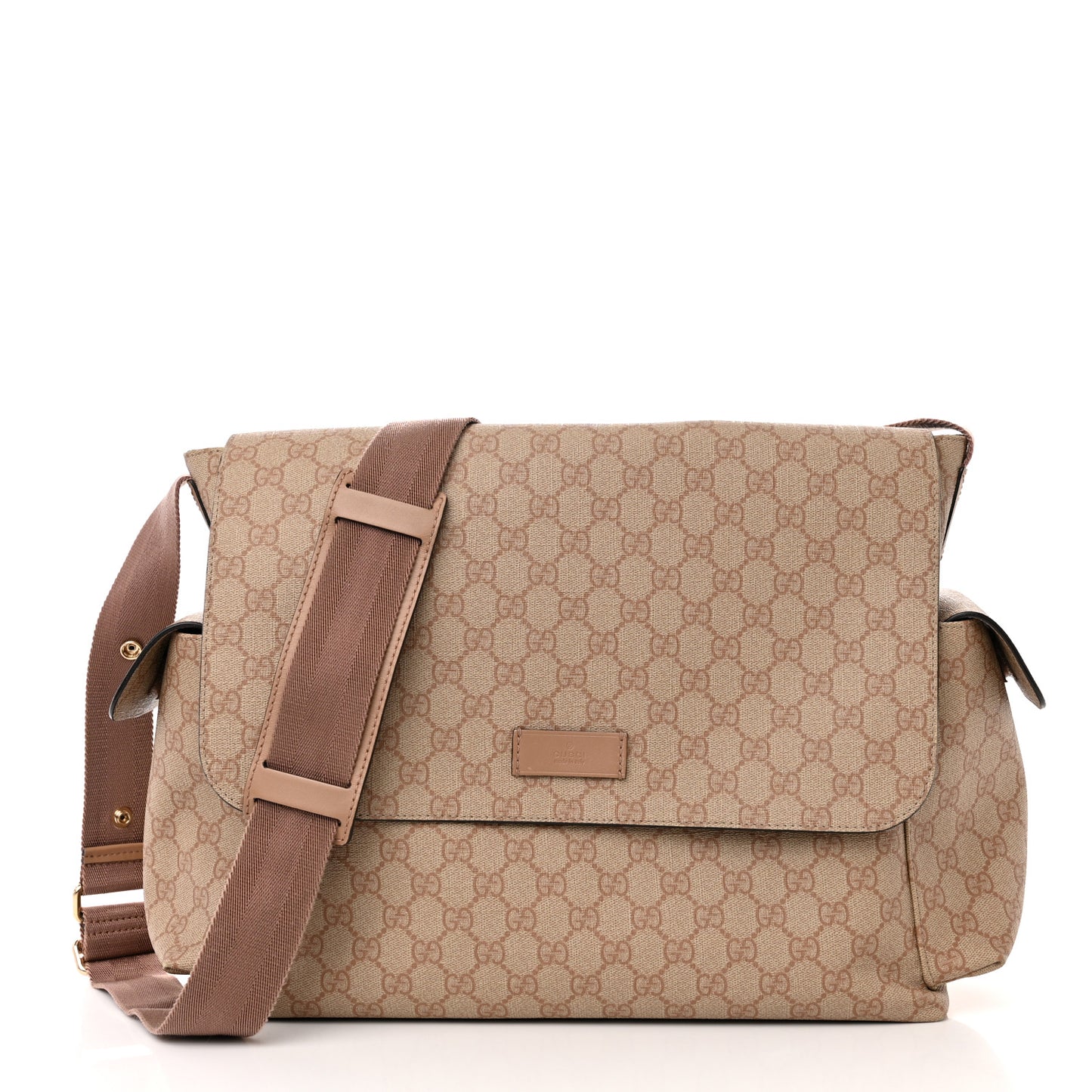 GG Supreme Monogram Messenger Diaper Bag Beige
