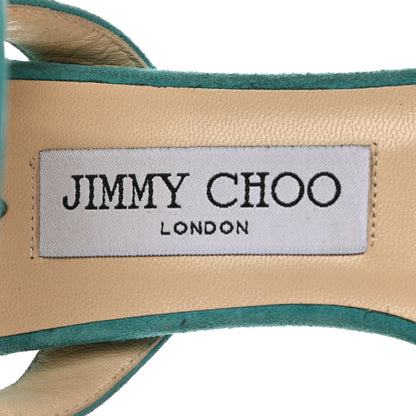 Jimmy Choo Suede Elaphe Horn Heel 130 Sandals 37 Malibu 7 of 8