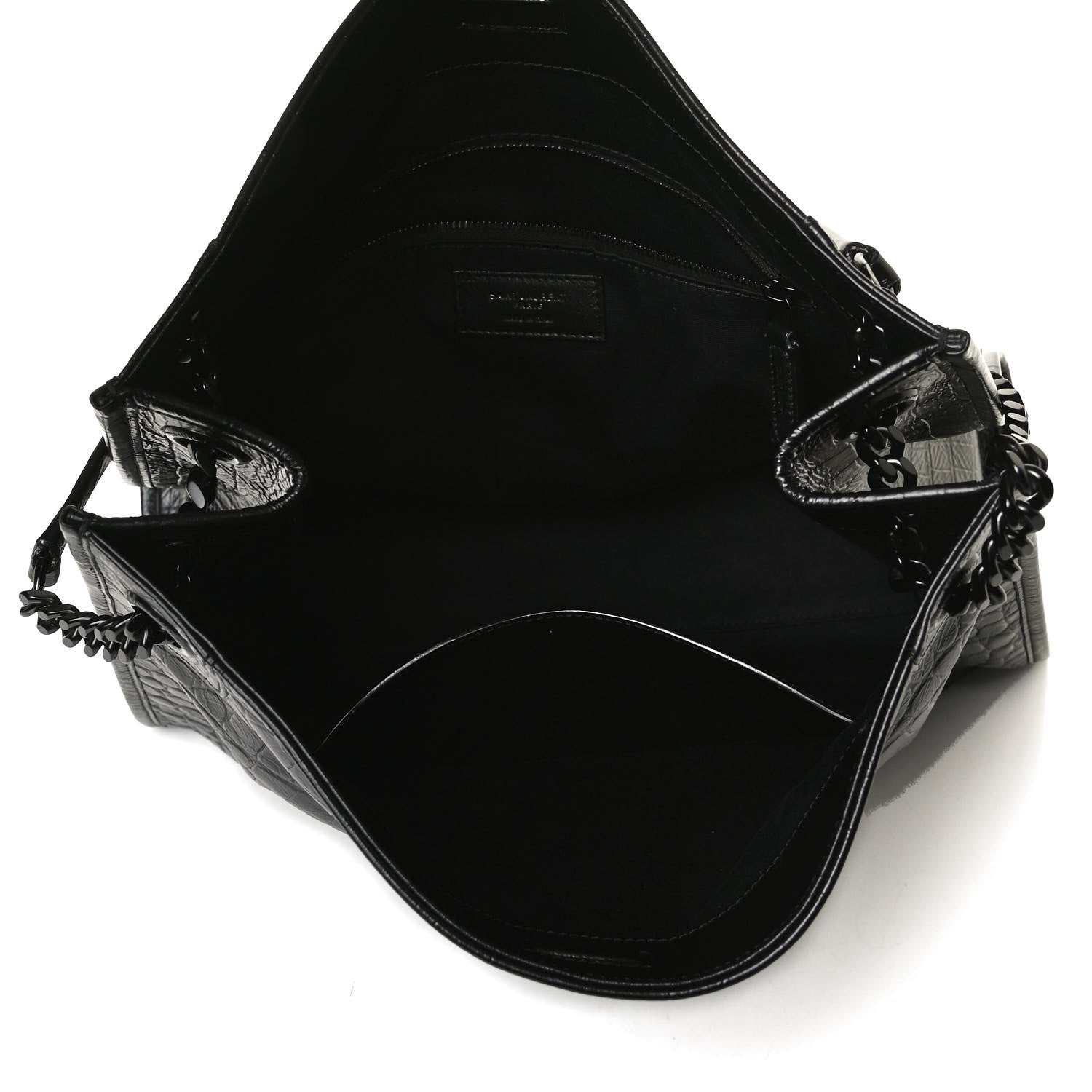 Saint Laurent Calfskin Crocodile Embossed Monogram Medium Niki Shopping Bag Black 5 of 13