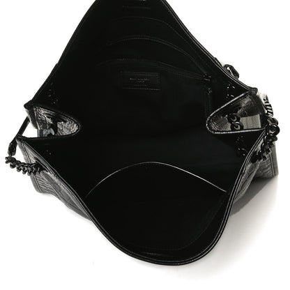 Saint Laurent Calfskin Crocodile Embossed Monogram Medium Niki Shopping Bag Black 5 of 13