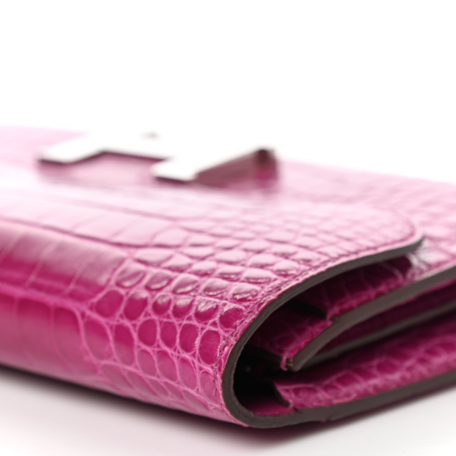 Hermes Shiny Alligator Constance Long Wallet Rose Scheherazade 10 of 14