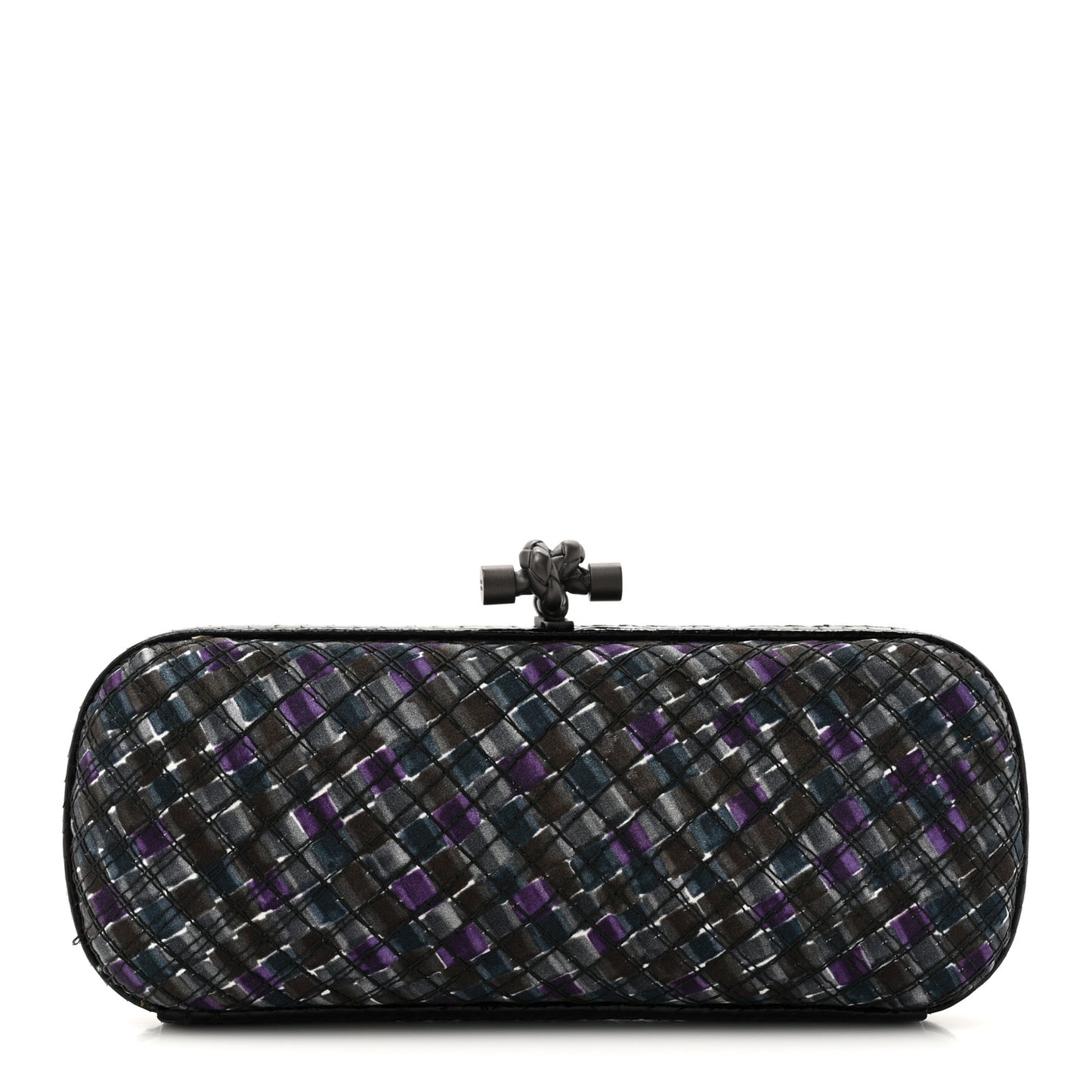 Satin Intreccio Impero Ayers Stretch Knot Clutch Purple Black Multicolor