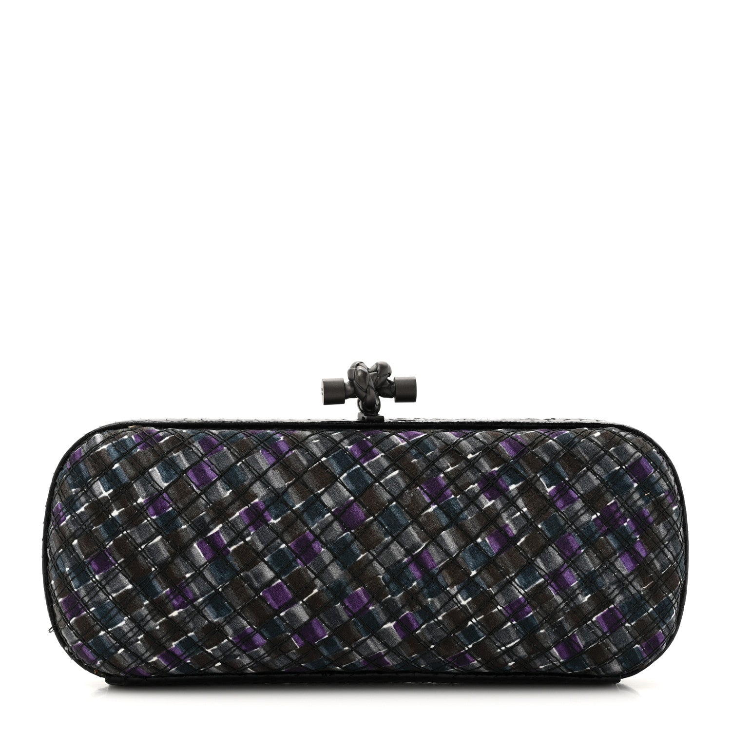 Bottega Veneta Satin Intreccio Impero Ayers Stretch Knot Clutch Purple Black Multicolor 1 of 11