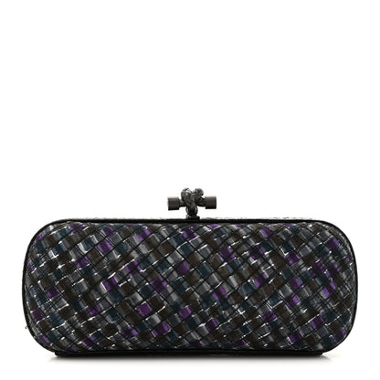 Bottega Veneta Satin Intreccio Impero Ayers Stretch Knot Clutch Purple Black Multicolor 1 of 11