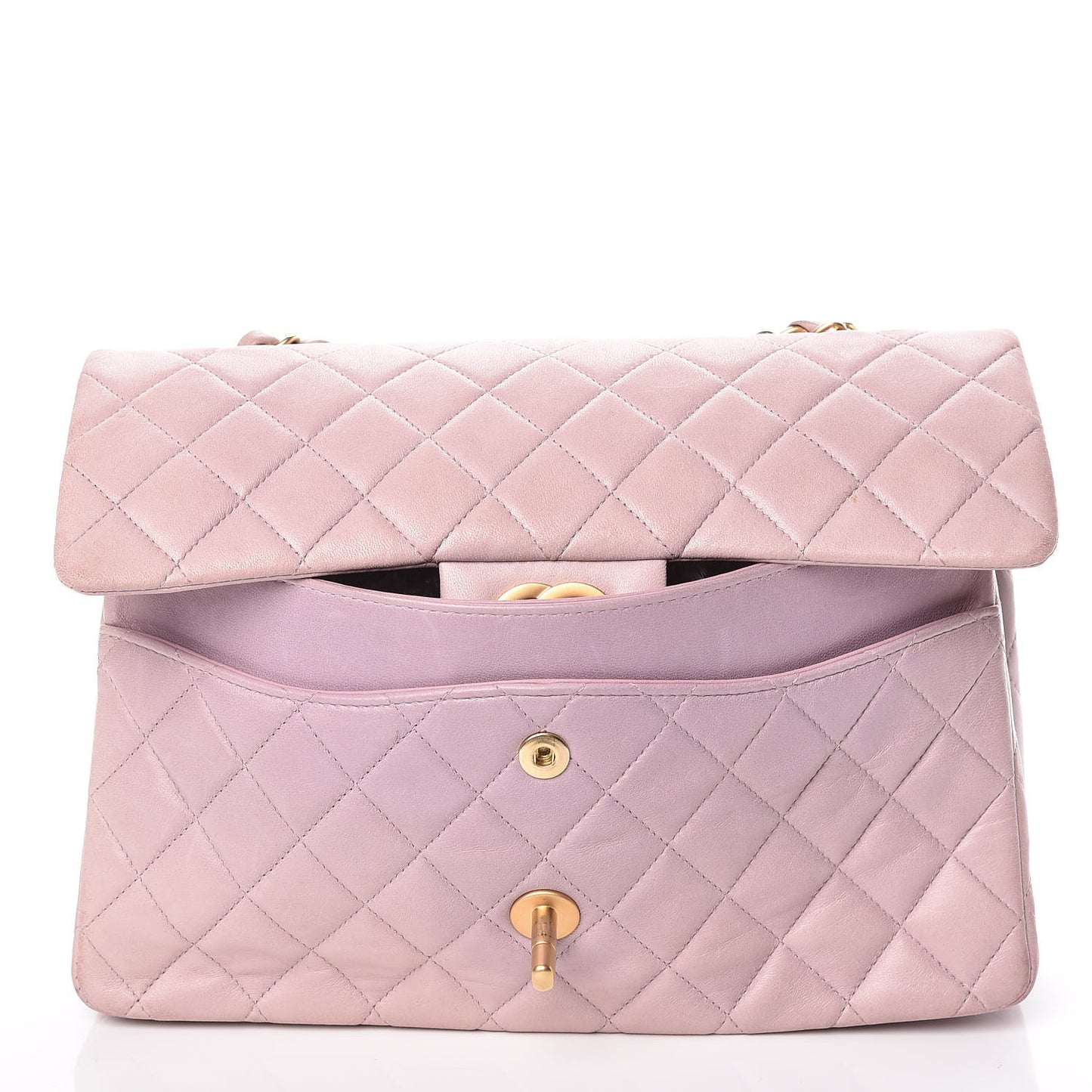 Lambskin Quilted Medium Double Flap Light Pink