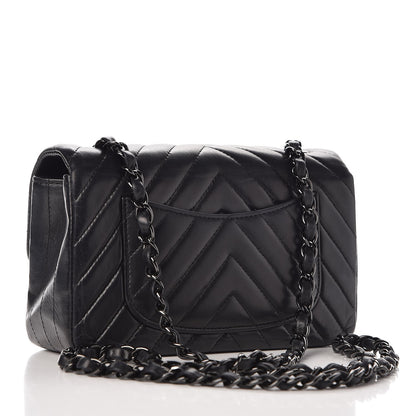 Chanel Lambskin Chevron Quilted Mini Rectangular Flap So Black 3 of 13
