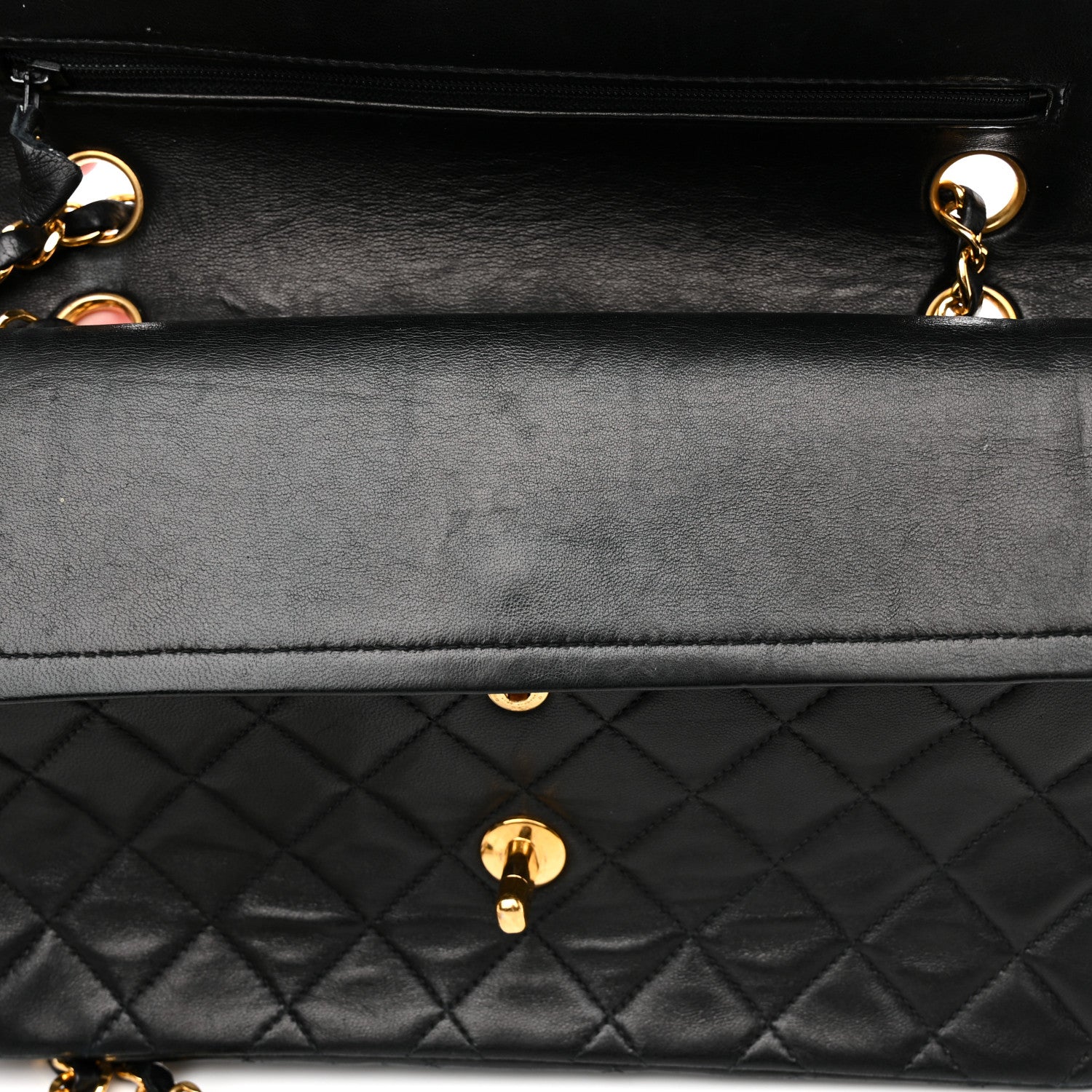 Chanel Lambskin Quilted Medium Double Flap Black 18 of 20