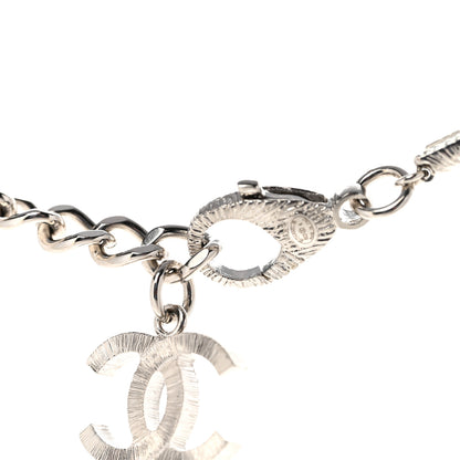 Chanel Pearl Baguette Crystal CC Choker Necklace Silver Black 6 of 7