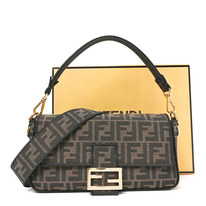 Fendi Fabric Jacquard FF 1974 Medium Baguette Tobacco Moro Black 11 of 11