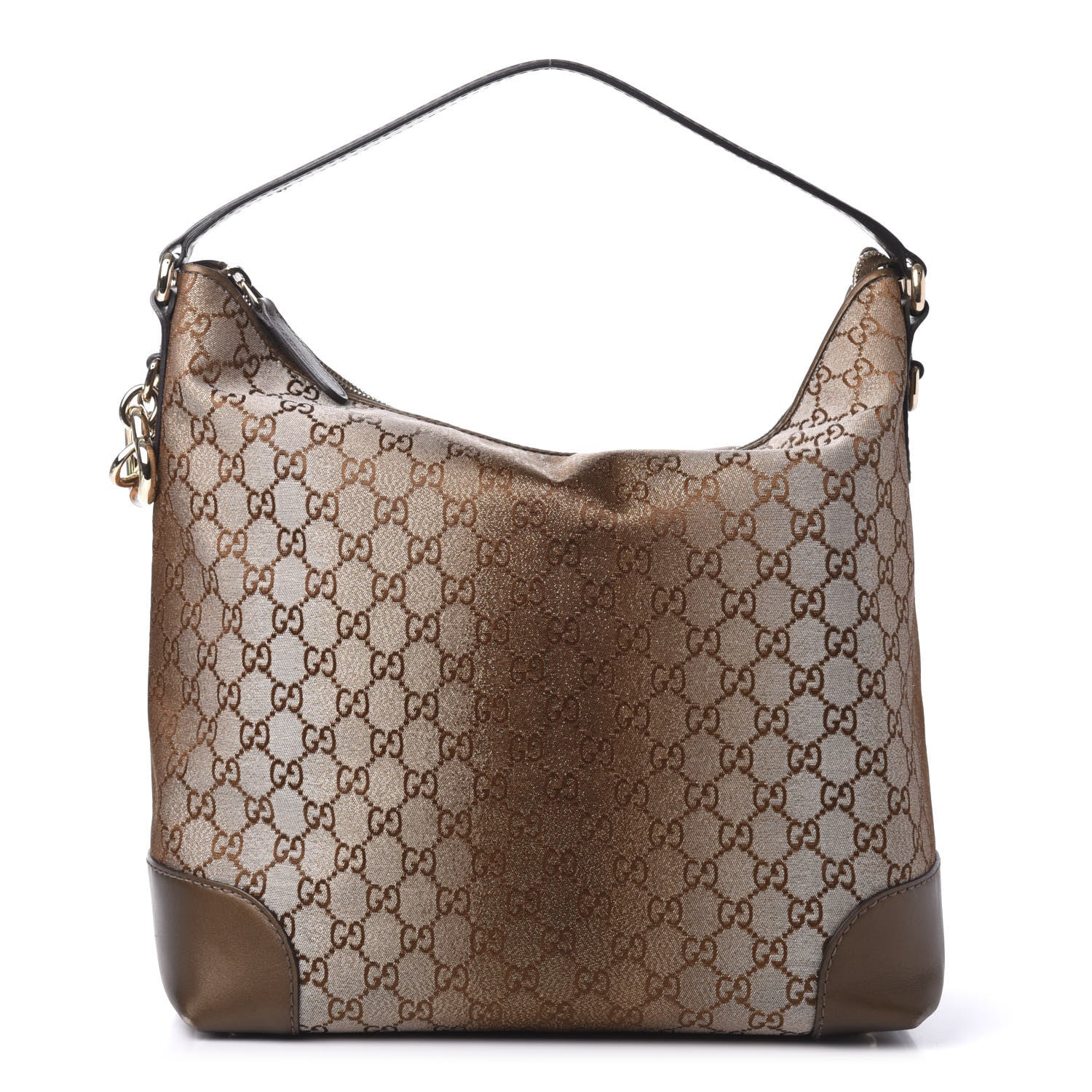 Gucci Monogram Lurex Medium Heart Bit Charm Hobo Bronze 1 of 12