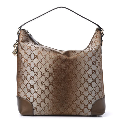 Gucci Monogram Lurex Medium Heart Bit Charm Hobo Bronze 1 of 12