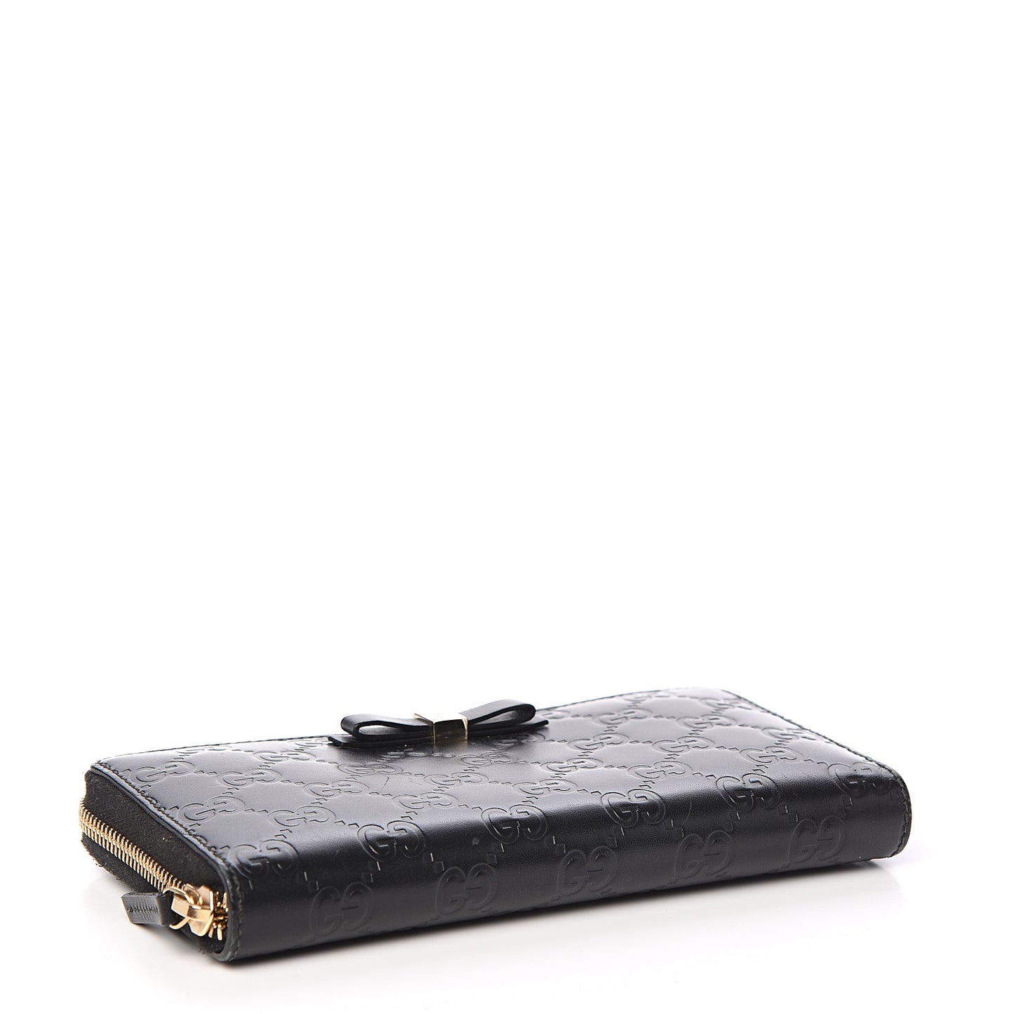 Guccissima Bow Zip Around Wallet Black
