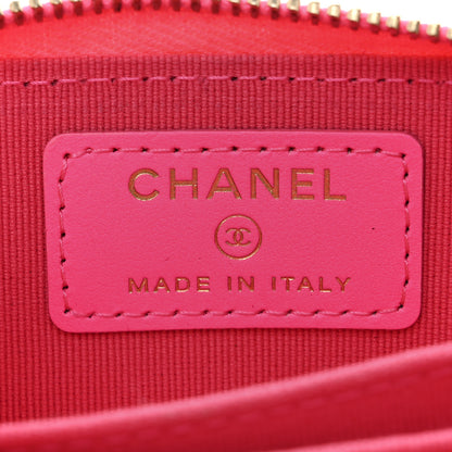 Chanel Patent Chevron Quilted Zip Around Boy Coin Purse Wallet Neon Pink 6 of 8