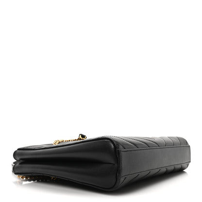 Saint Laurent Grain de Poudre Matelasse Chevron Medium Tribeca Shopping Bag Black 4 of 10