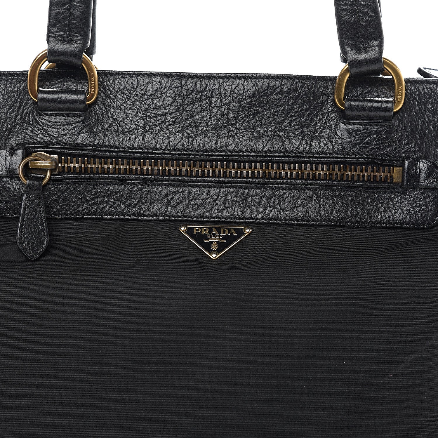 Prada Tessuto Nylon Cervo Deerskin Tote Black 11 of 11