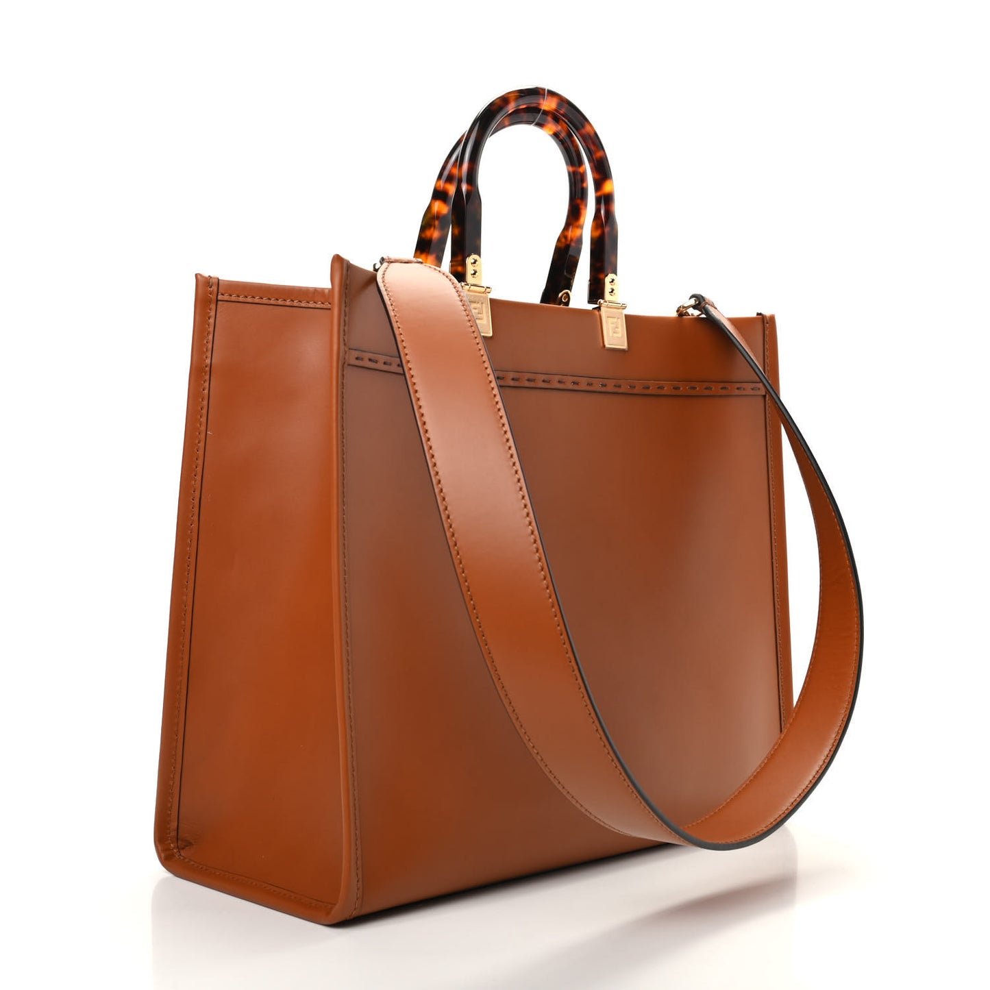 Vitello King Plexiglass Medium Fendi Sunshine Shopper Tote Cuoio