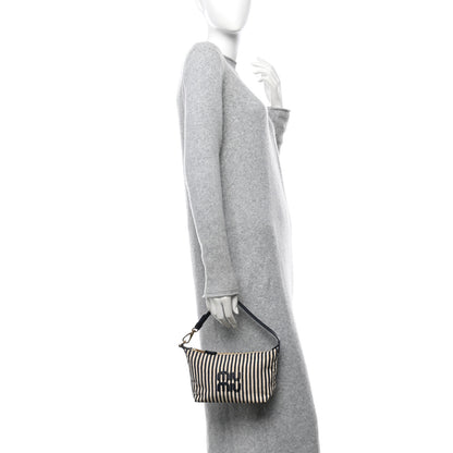 Miu Miu Jacqaurd Striped Pouch Beige Baltic Blue 2 of 10