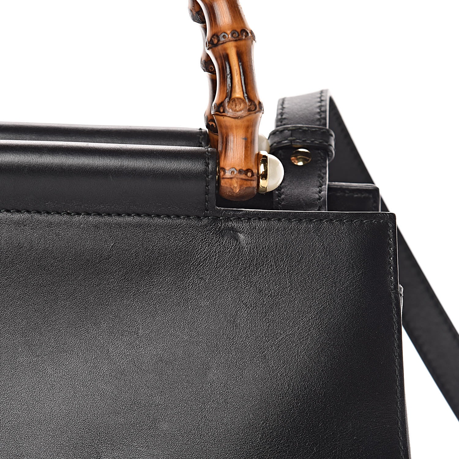 Gucci Nappa Bamboo Small Nymphaea Top Handle Bag Black 15 of 17