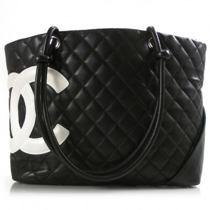 Chanel Calfskin Quilted Large Cambon Tote Black White 1 of 12