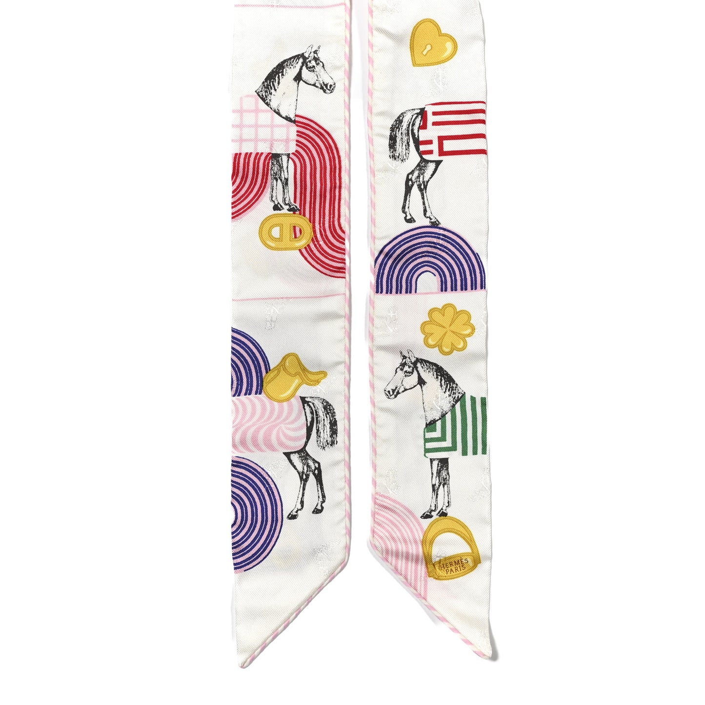 Silk Garde Robe Pop Charms Twilly White Multicolor