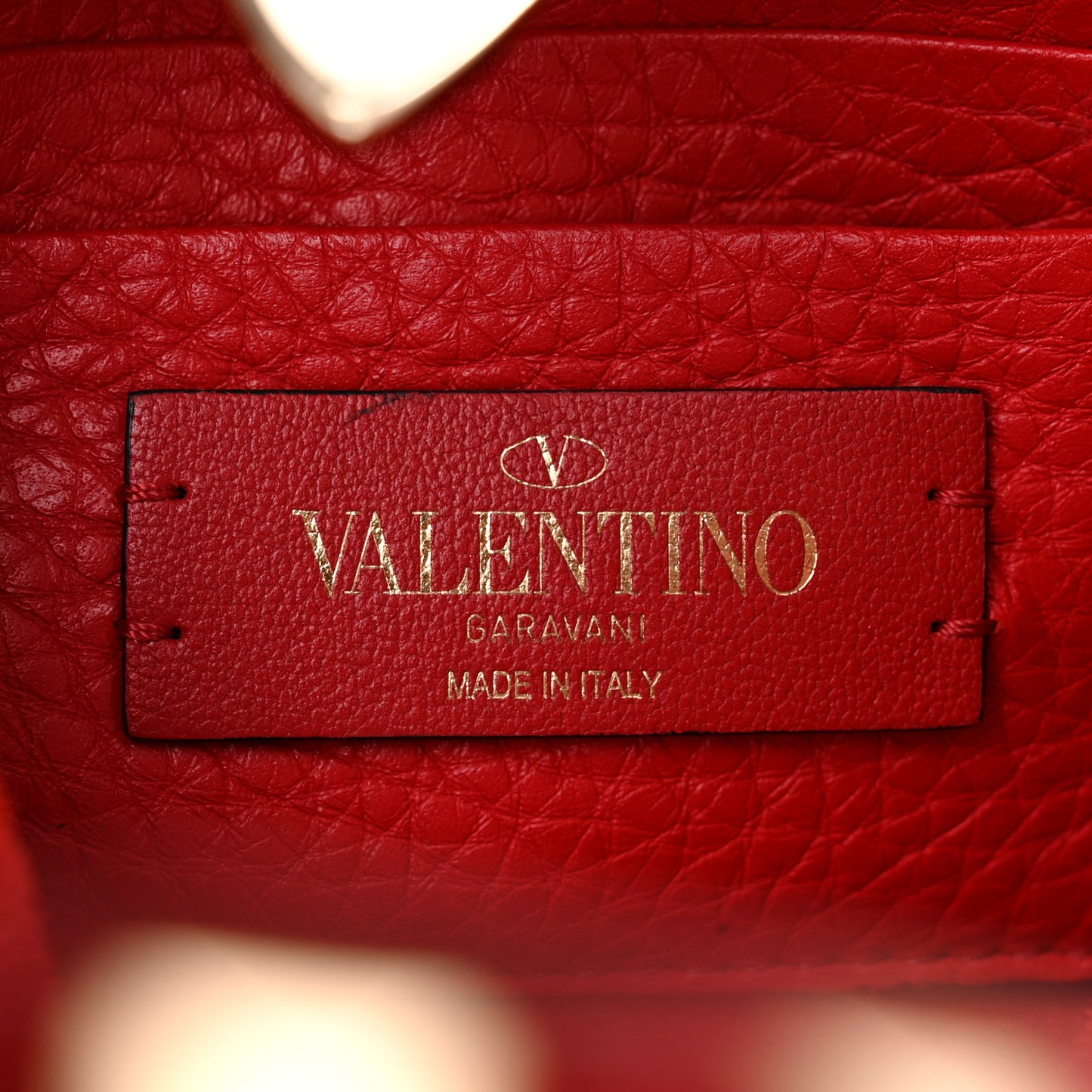 Pebbled Calfskin Rockstud Bucket Bag Red