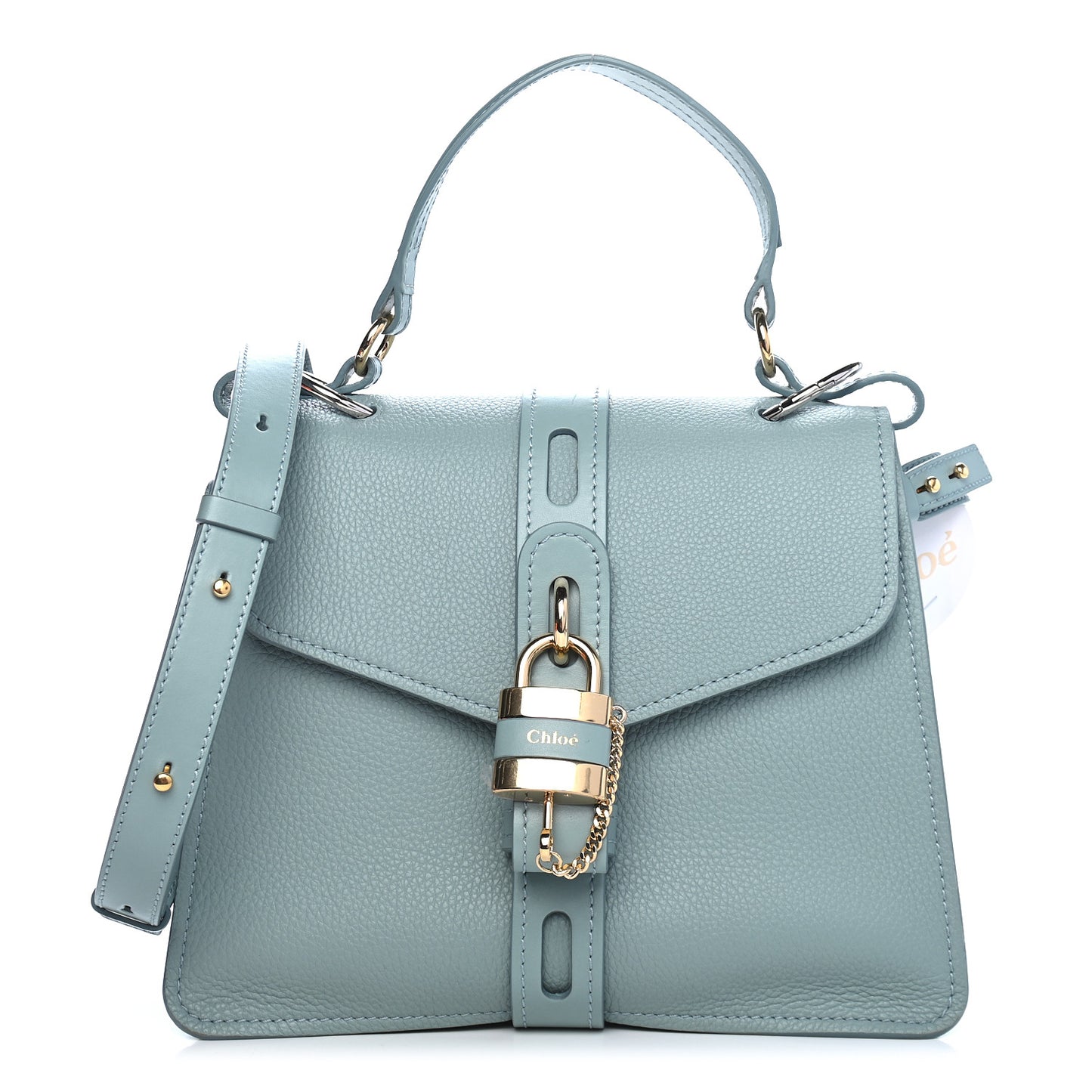 Shiny Grained Calfskin Medium Aby Day Shoulder Bag Faded Blue