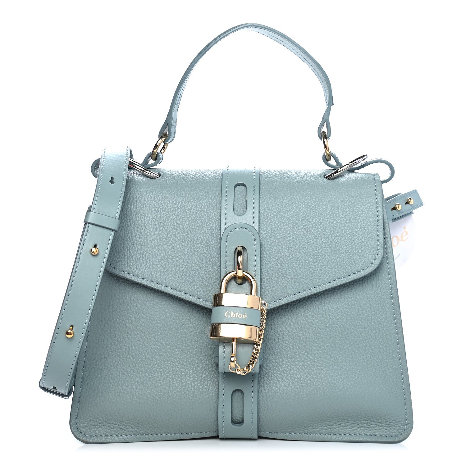 Chloe Shiny Grained Calfskin Medium Aby Day Shoulder Bag Faded Blue 1 of 8