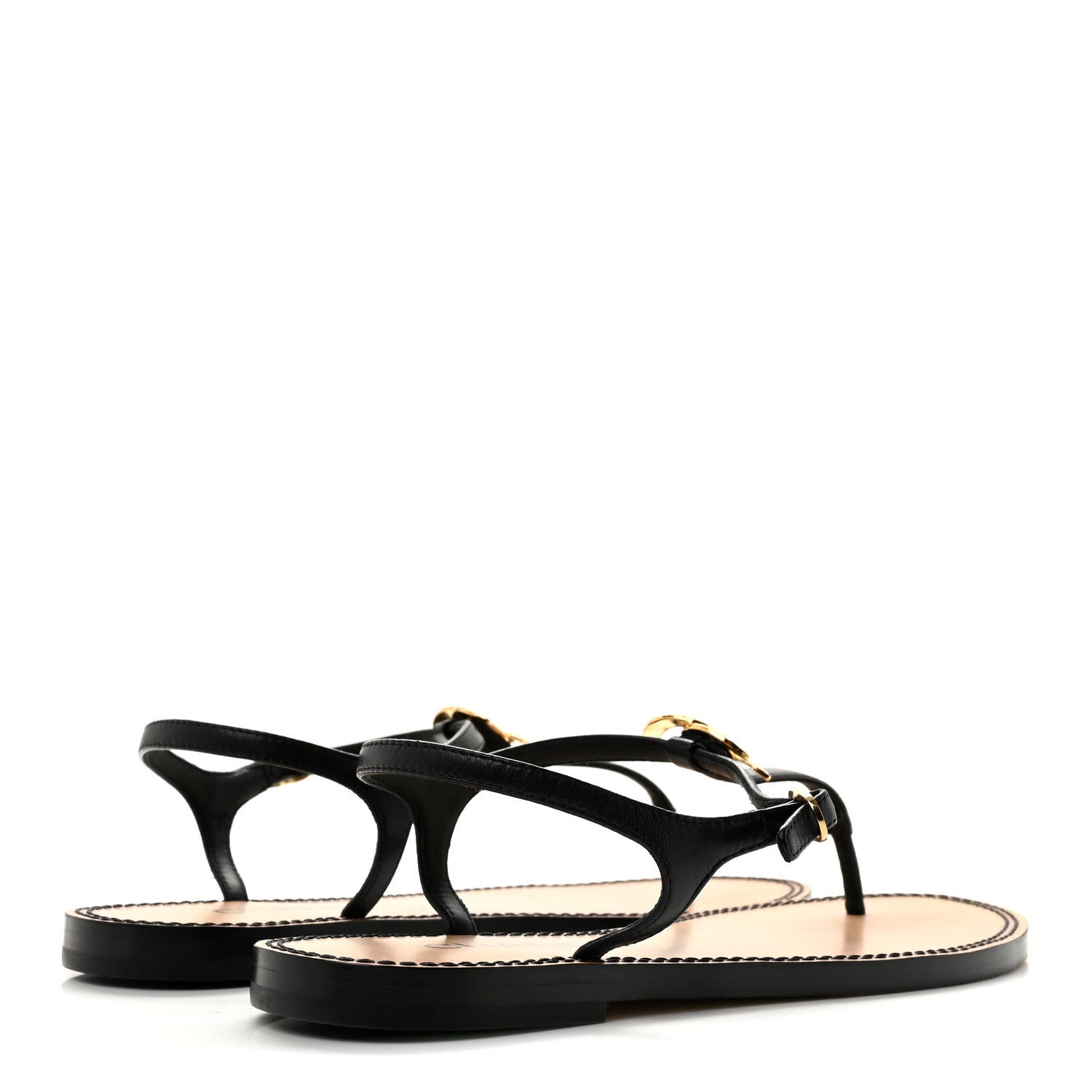 Chanel Lambskin CC Thong Sandals 38.5 Black Gold 5 of 11