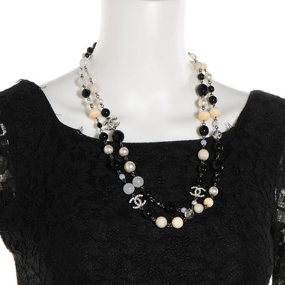 Chanel Pearl Beaded Crystal CC Long Necklace Black 2 of 7