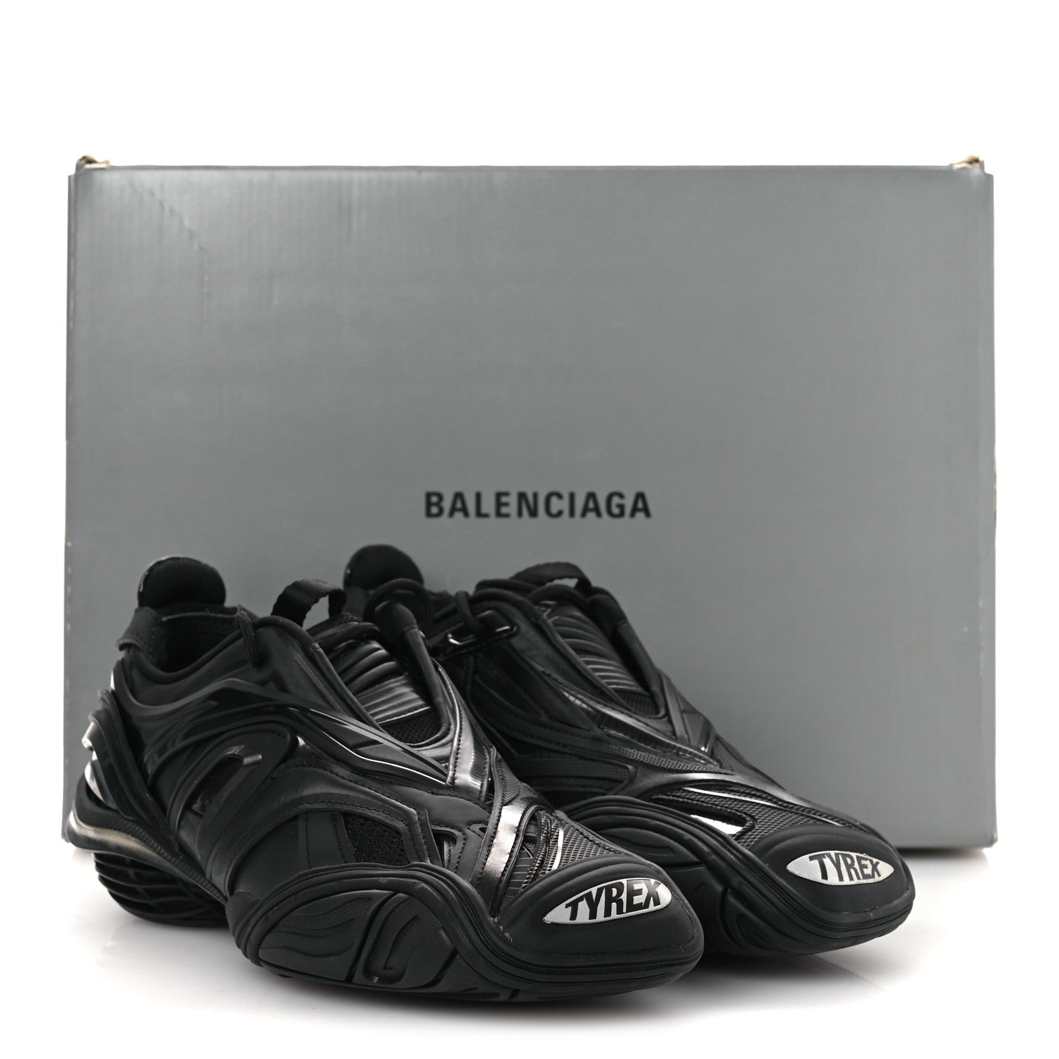 Balenciaga Rubber Mesh Womens Tyrex Sneakers 39 Black 1819773