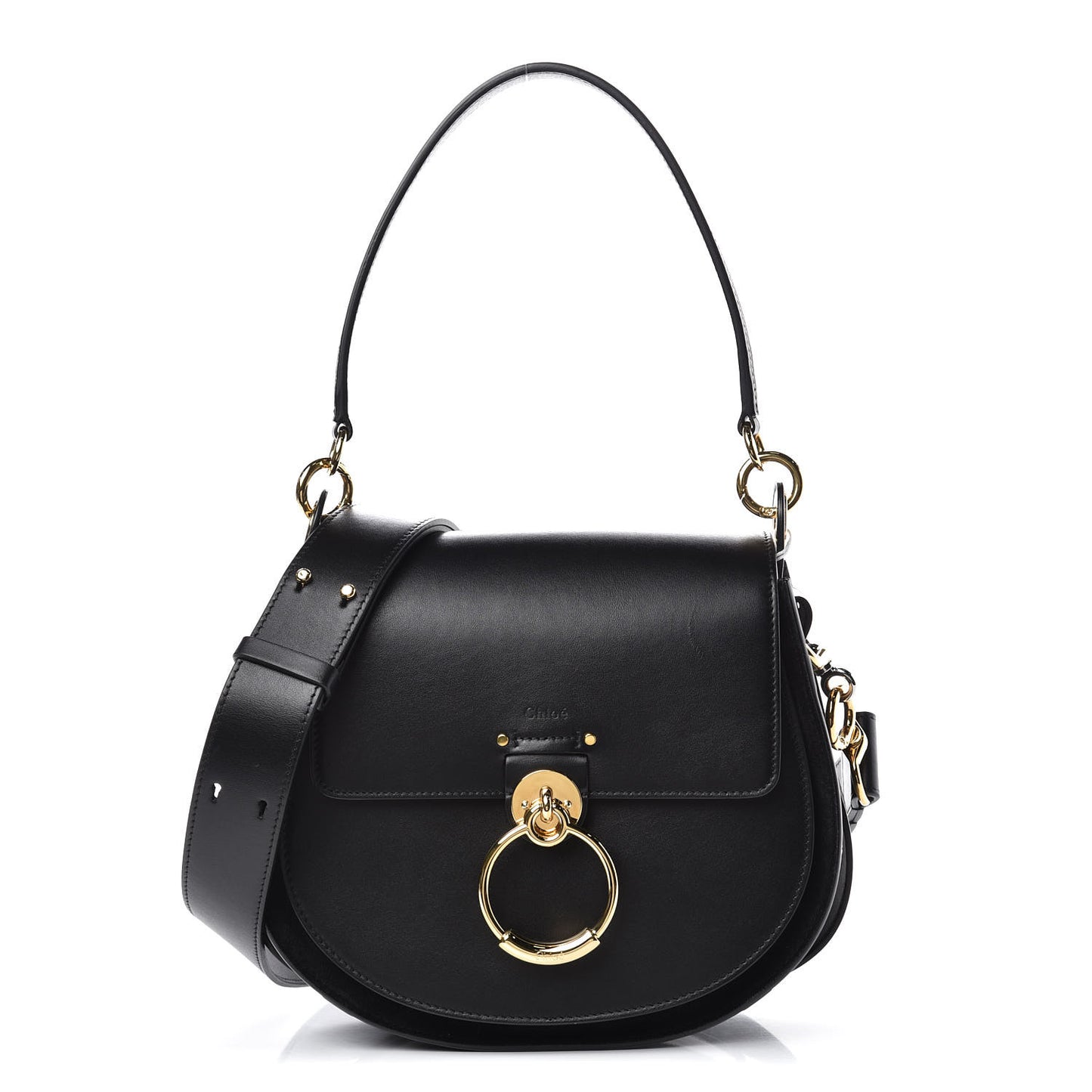 Calfskin Suede Large Tess Bag Black
