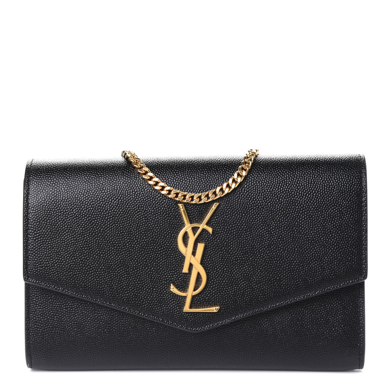 Saint Laurent Grain De Poudre Uptown Chain Wallet Black 1 of 5