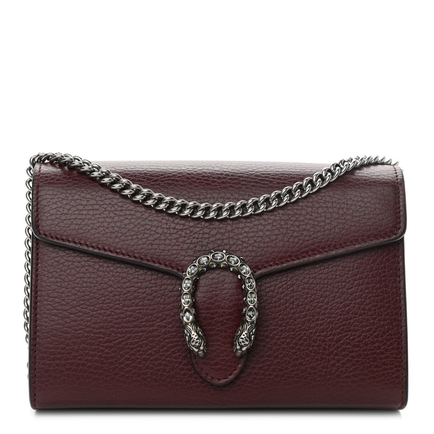 Dollar Calfskin Crystal Mini Dionysus Chain Wallet Vintage Bordeaux