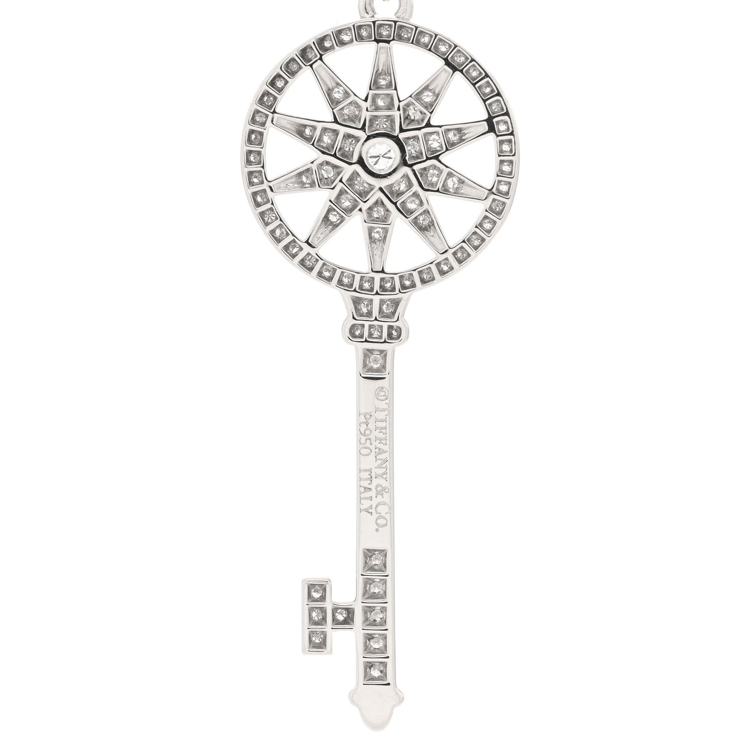 Tiffany Platinum Diamond Star Key Pendant 3 of 3