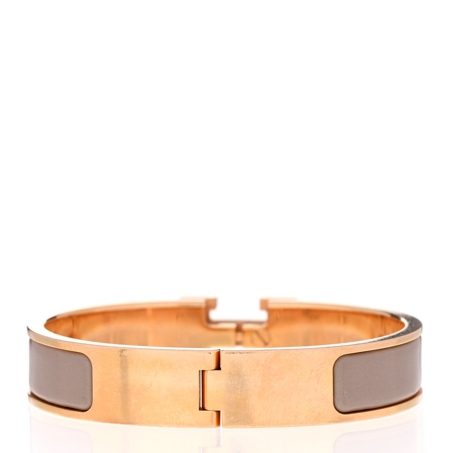 Enamel Narrow Clic Clac H Bracelet PM Marron Glace