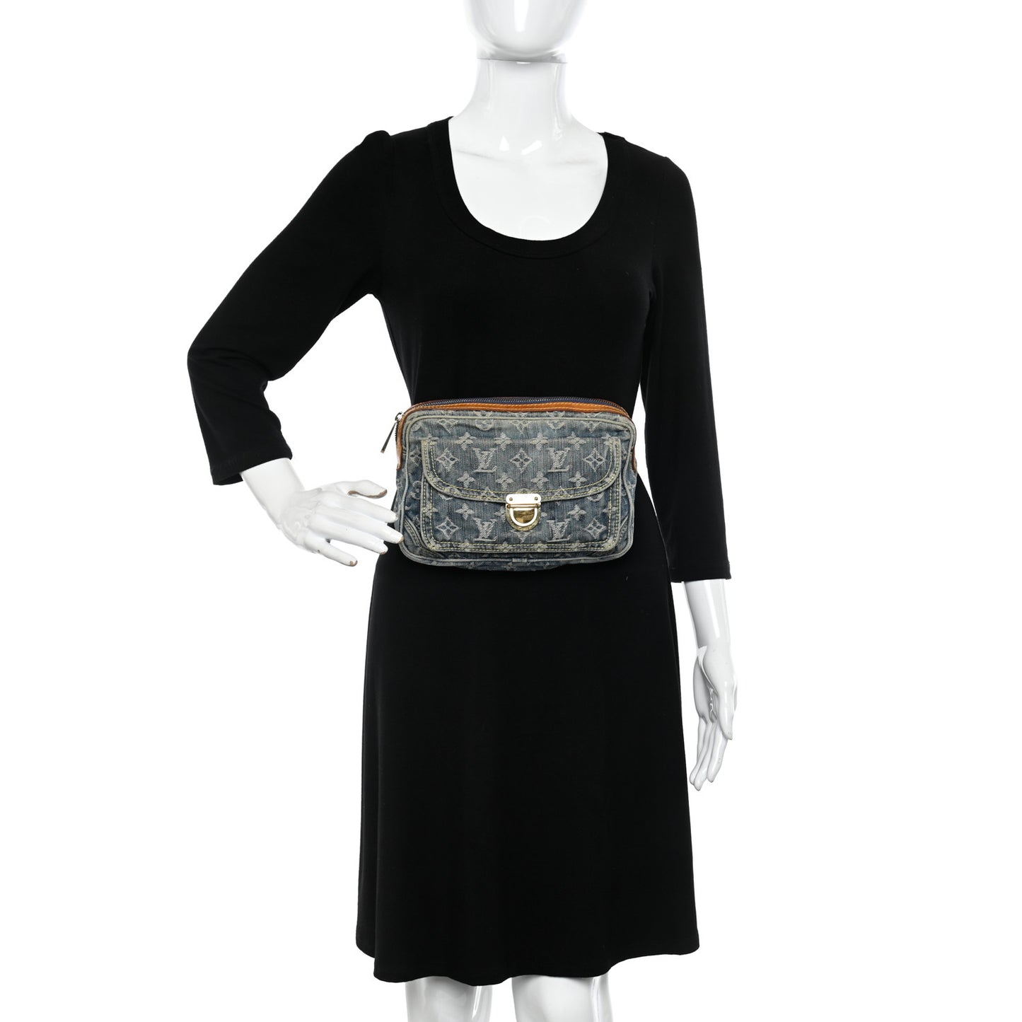 Monogram Denim Bum Bag Blue