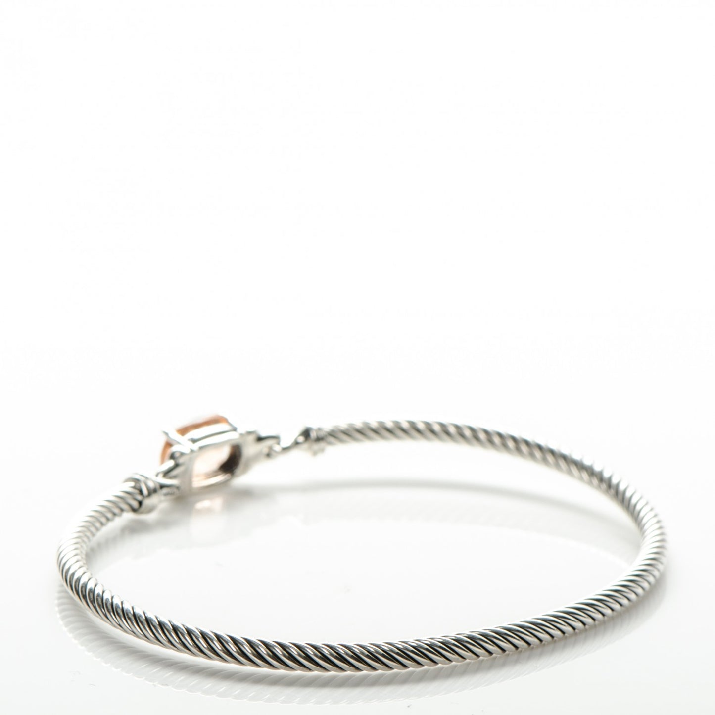 Sterling Silver Diamond Morganite 3mm Petite Wheaton Bracelet