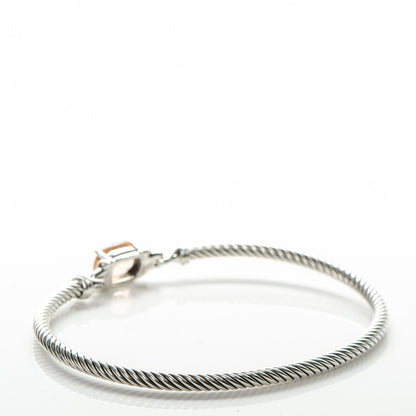 David Yurman Sterling Silver Diamond Morganite 3mm Petite Wheaton Bracelet 3 of 4