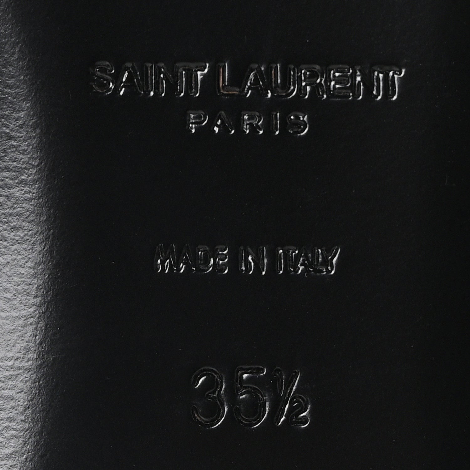 Saint Laurent Calfskin Crocodile Embossed Cassandra Monogram Sandals 35.5 Black 7 of 10