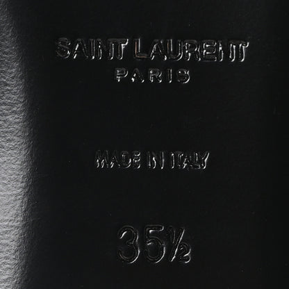 Saint Laurent Calfskin Crocodile Embossed Cassandra Monogram Sandals 35.5 Black 7 of 10