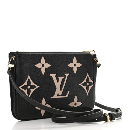 Louis Vuitton Empreinte Monogram Giant Double Zip Pochette Black Cream 3 of 8