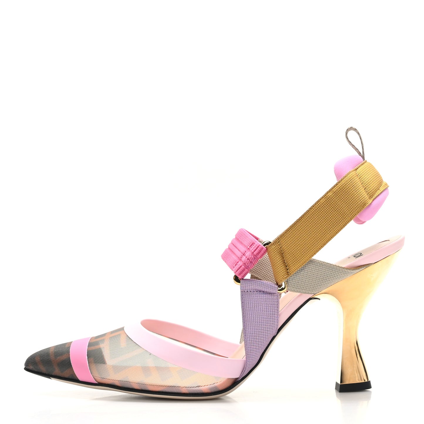 Mesh Vitello FF Colibri 85mm Slingback Pumps 41 Brown Pink