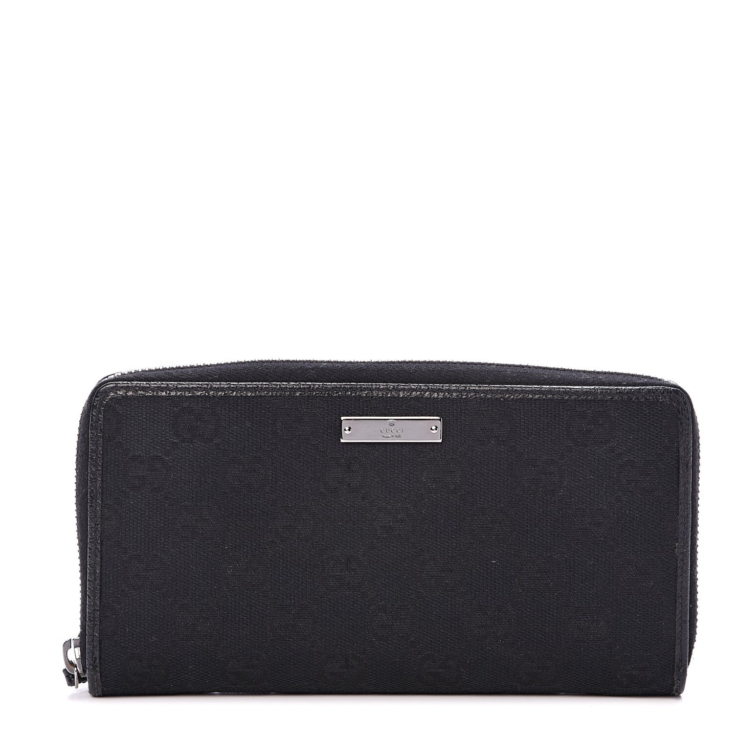 Monogram Metal Bar Zip Around Wallet Black