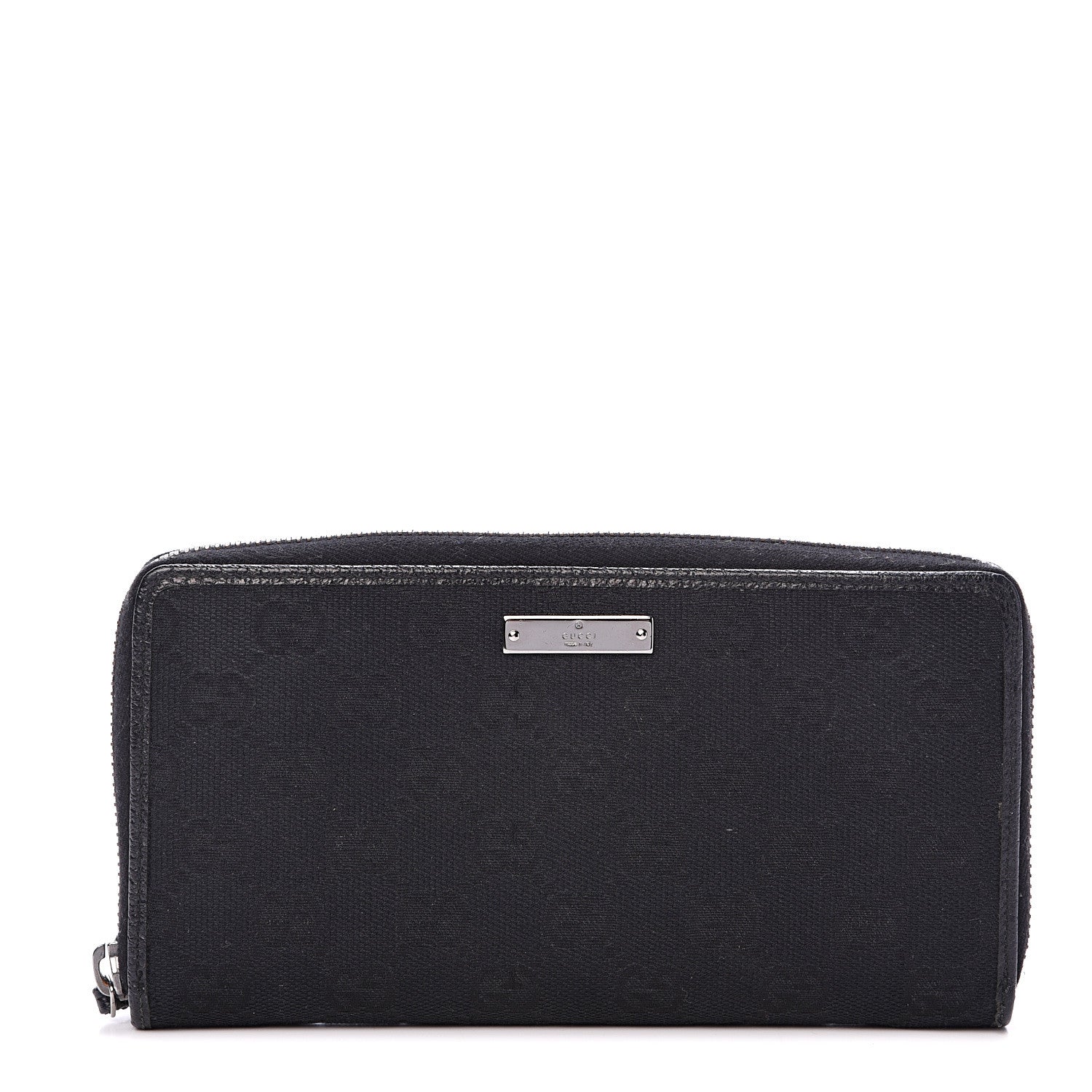 Gucci Monogram Metal Bar Zip Around Wallet Black 1 of 6